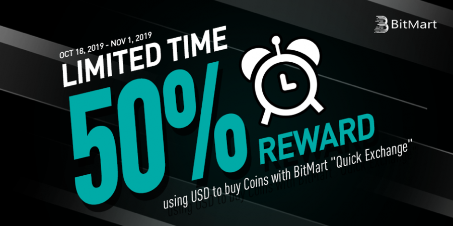 BitMart’s Halloween splash - 50% reward to buy coins using USD