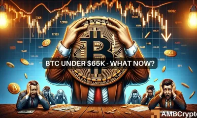 Bitcoin drops under $65k